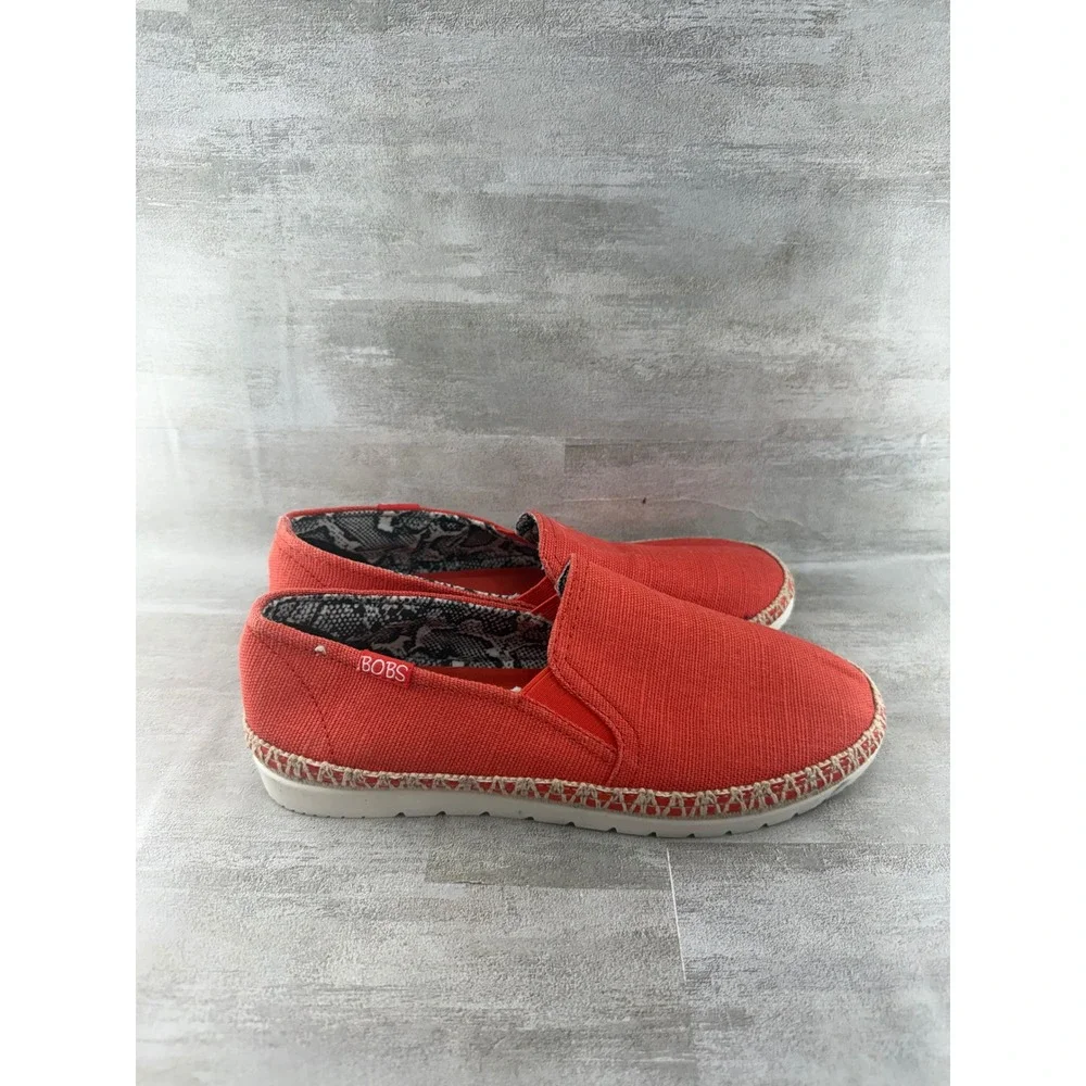 BOBS from Skechers B-Loved Women 7.5 Coral Red Slip On Espadrille Shoes 113091